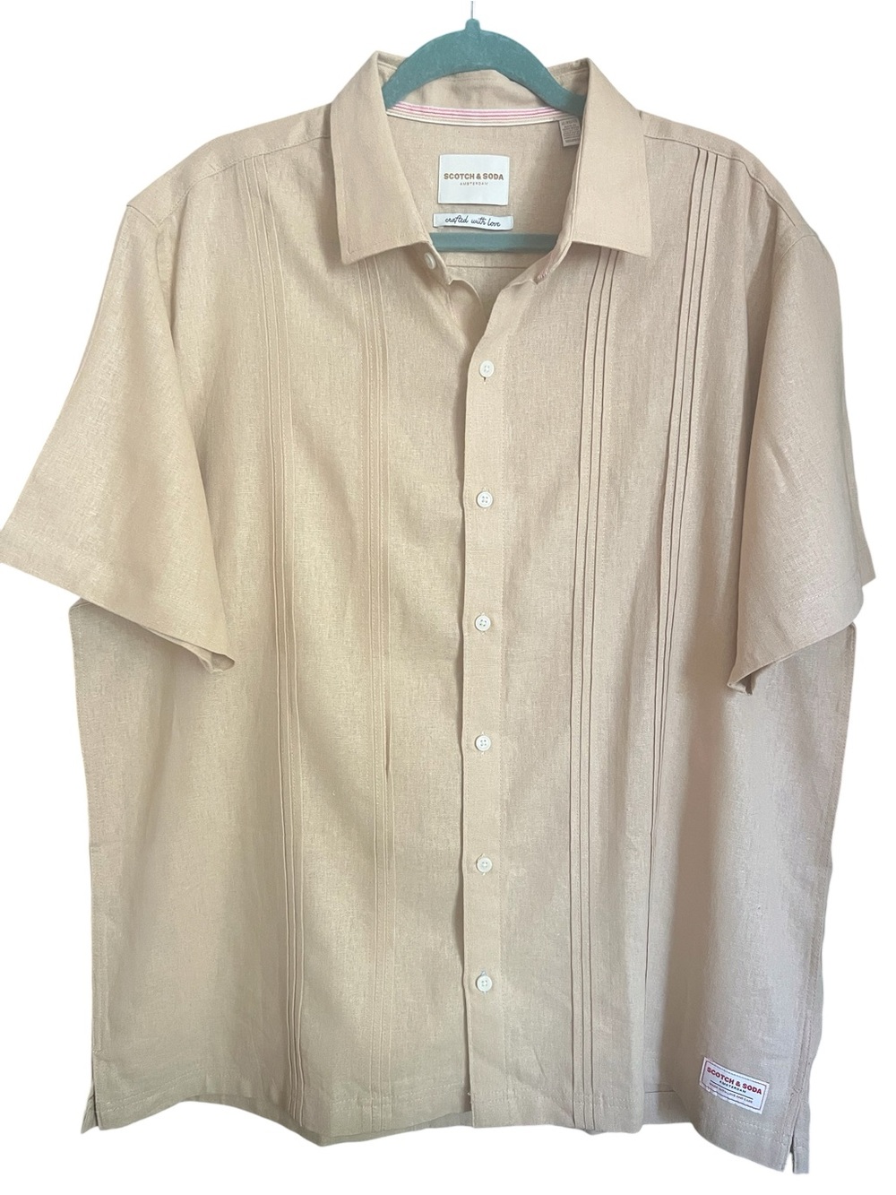 Scotch & Soda Amsterdam Linen Blend Camp Shirt XL Beige